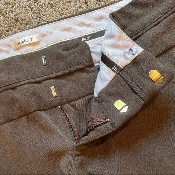 Studio Y Brown Wide Leg Office Work Dress Pants 3/4 Short - Picture 2 of 4